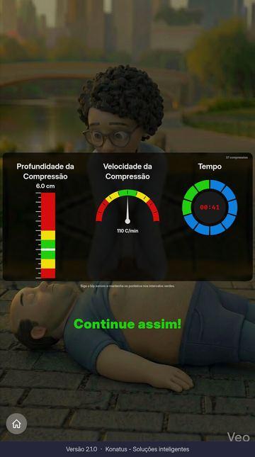 Tela do totem: compressões torácicas com feedback em tempo real
